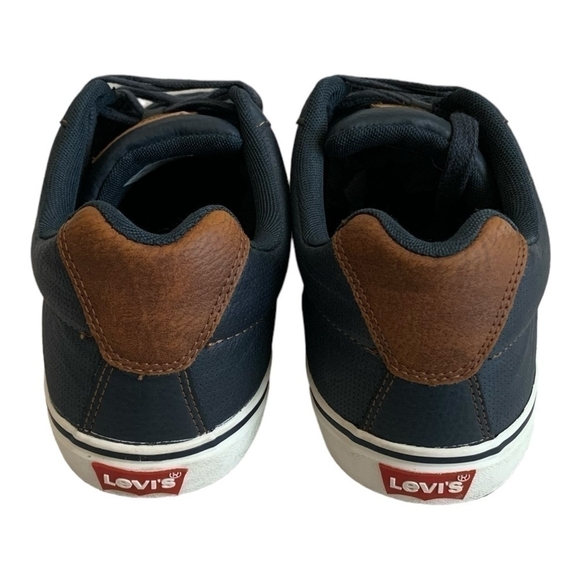 Levi’s Turner Men’s Sneakers Navy Blue Brown Lace-Up Athletic Shoes Size 12 - Picture 4 of 7